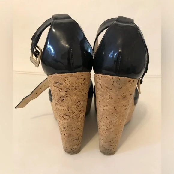 Jimmy choo black patent leather platform wedge shoes size 36.5 - Picture 3 of 5